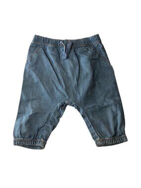 H&M Baby Organic Cotton Elastic Waist Denim Joggers Blue 2–4 Months Lightweight